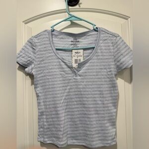 Kohl's Pink Republic Light Blue Striped Short Sleeve Tee. Women’s Size Small.